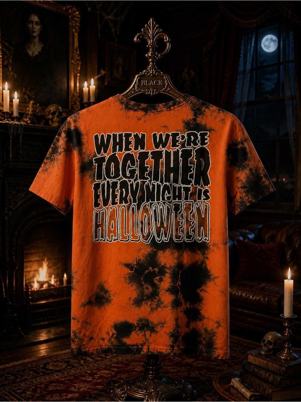 Blackcraftcult Womens Tie-Dye Jack-O'-Lantern Tee - Orange & Black - Picture 2 of 4